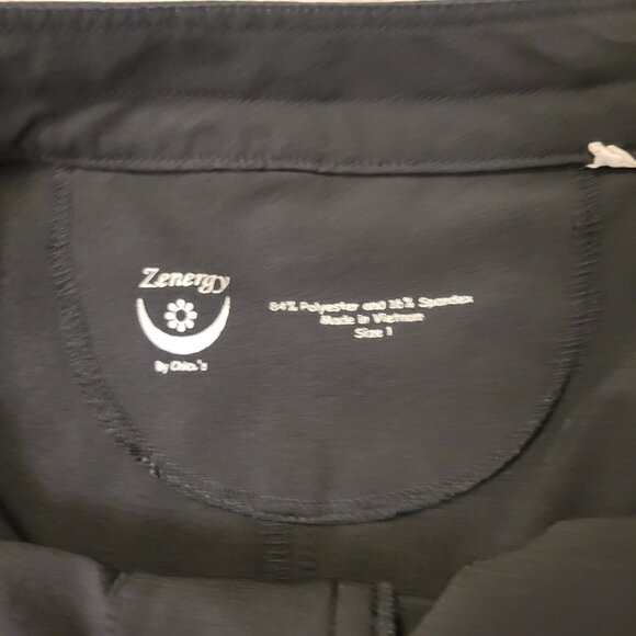 Zenergy by Chico’s Cargo Pants Capri Black With Ankle Drawstring Size 1 - Picture 3 of 4